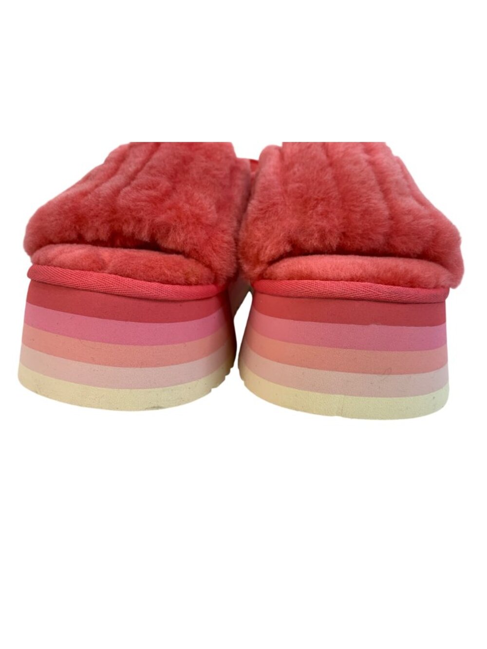 UGG Womens Fluffita Platform Sandals Red Gradient Sheepskin Size 8 EUC - Picture 7 of 11